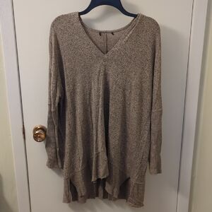 Tan V-Neck Long Sleeve Sweater